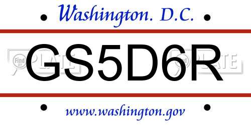 GS5D6R District Of Columbia License Plate