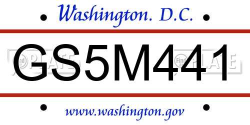 GS5M441 District Of Columbia License Plate
