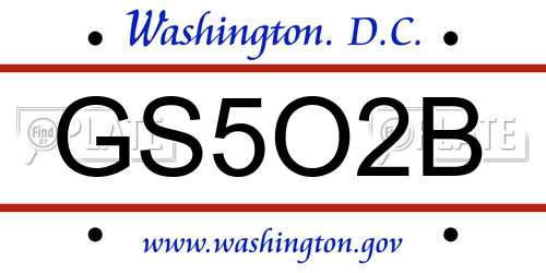 GS5O2B District Of Columbia License Plate