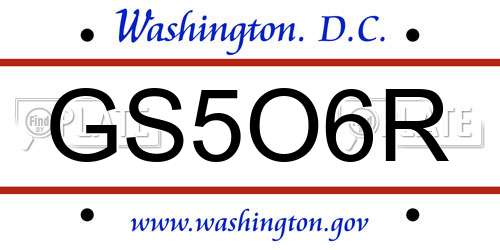 GS5O6R District Of Columbia License Plate