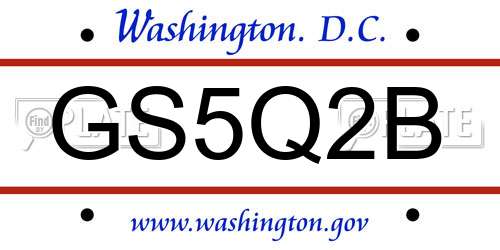 GS5Q2B District Of Columbia License Plate