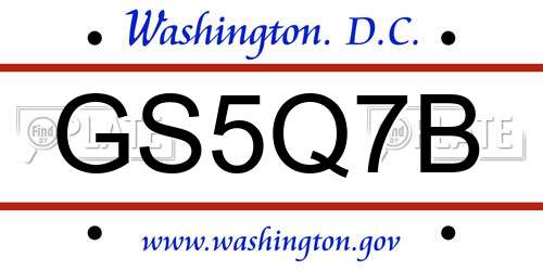 GS5Q7B District Of Columbia License Plate