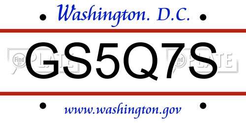 GS5Q7S District Of Columbia License Plate