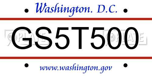GS5T500 District Of Columbia License Plate