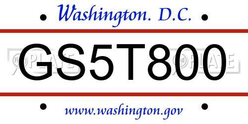 GS5T800 District Of Columbia License Plate