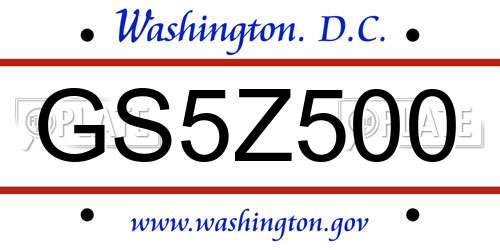 GS5Z500 District Of Columbia License Plate