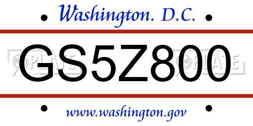GS5Z800 District Of Columbia License Plate