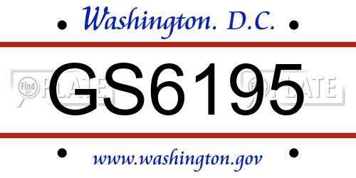 GS6195 District Of Columbia License Plate