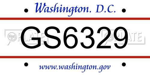GS6329 District Of Columbia License Plate