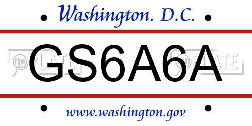 GS6A6A District Of Columbia License Plate