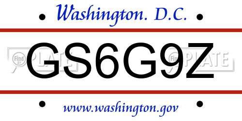GS6G9Z District Of Columbia License Plate