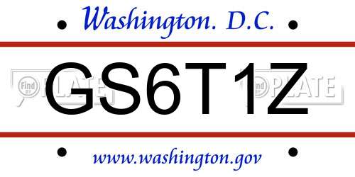 GS6T1Z District Of Columbia License Plate