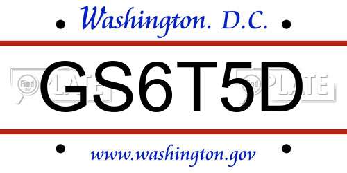 GS6T5D District Of Columbia License Plate