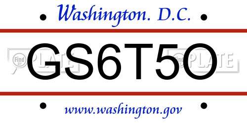 GS6T5O District Of Columbia License Plate