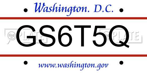 GS6T5Q District Of Columbia License Plate