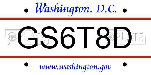 GS6T8D District Of Columbia License Plate