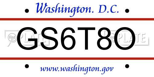 GS6T8O District Of Columbia License Plate