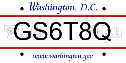 GS6T8Q District Of Columbia License Plate