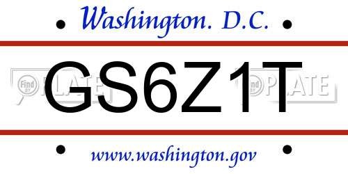 GS6Z1T District Of Columbia License Plate