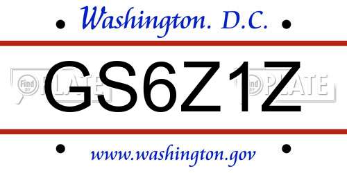 GS6Z1Z District Of Columbia License Plate