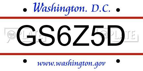 GS6Z5D District Of Columbia License Plate