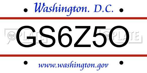 GS6Z5O District Of Columbia License Plate
