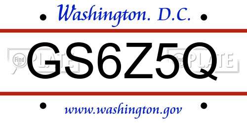 GS6Z5Q District Of Columbia License Plate