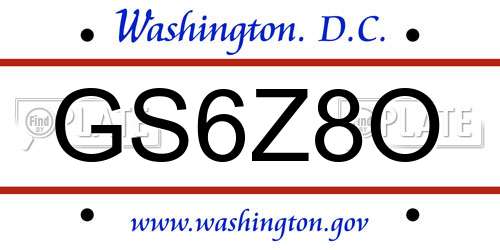 GS6Z8O District Of Columbia License Plate