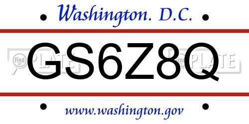 GS6Z8Q District Of Columbia License Plate