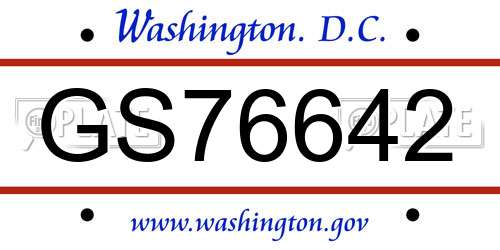 GS76642 District Of Columbia License Plate