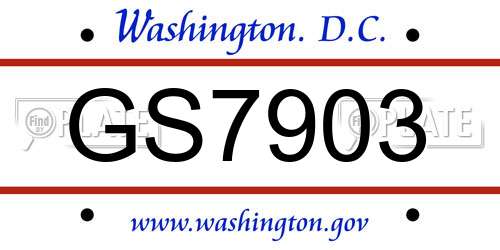 GS7903 District Of Columbia License Plate