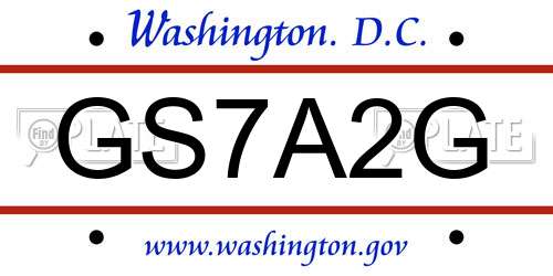 GS7A2G District Of Columbia License Plate
