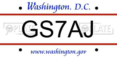 GS7AJ District Of Columbia License Plate