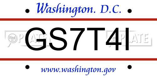 GS7T4I District Of Columbia License Plate
