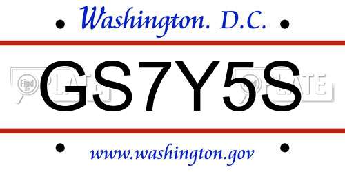 GS7Y5S District Of Columbia License Plate