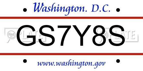 GS7Y8S District Of Columbia License Plate