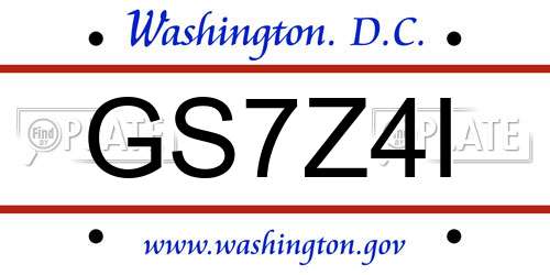 GS7Z4I District Of Columbia License Plate