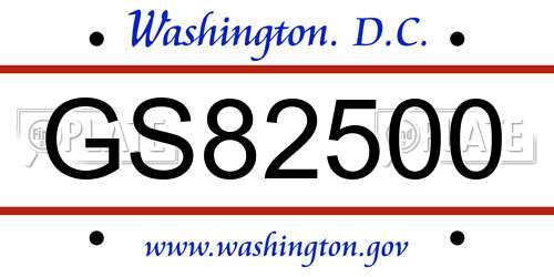 GS82500 District Of Columbia License Plate