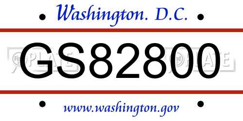 GS82800 District Of Columbia License Plate