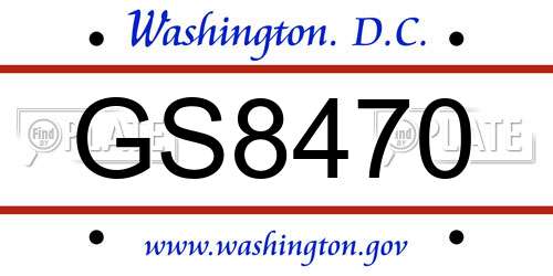 GS8470 District Of Columbia License Plate