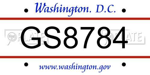 GS8784 District Of Columbia License Plate