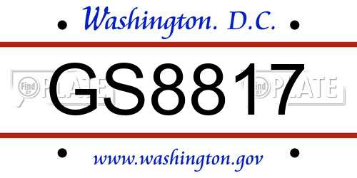 GS8817 District Of Columbia License Plate