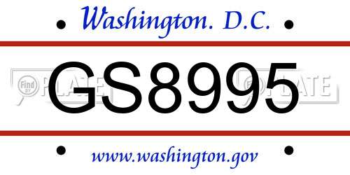 GS8995 District Of Columbia License Plate
