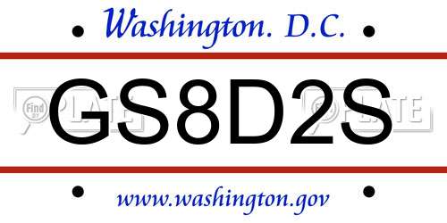 GS8D2S District Of Columbia License Plate