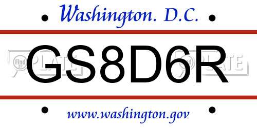 GS8D6R District Of Columbia License Plate