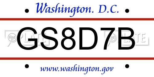GS8D7B District Of Columbia License Plate