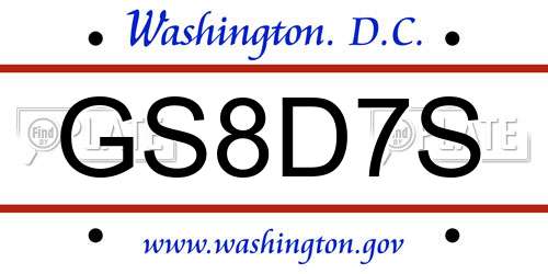 GS8D7S District Of Columbia License Plate