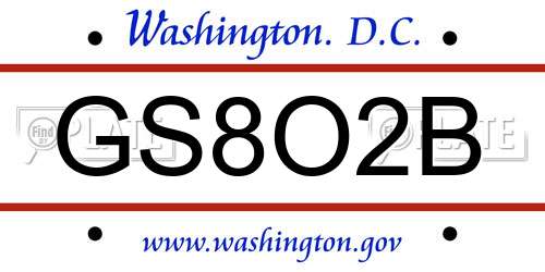 GS8O2B District Of Columbia License Plate