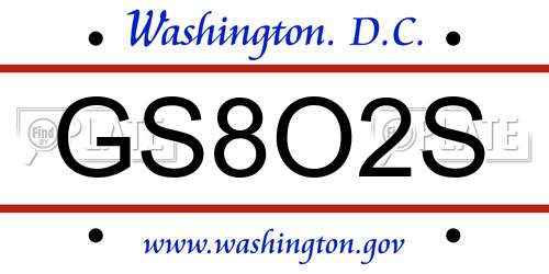 GS8O2S District Of Columbia License Plate