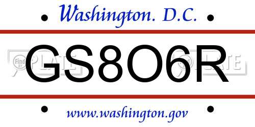 GS8O6R District Of Columbia License Plate